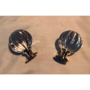 Two (2) Solid Large Clear Crystal Drawer Pulls 1 3/4" wide Two (2) 0170-01045C